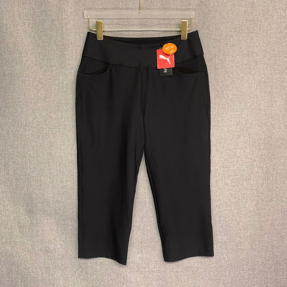 PUMA Women’s PWRSHAPE Waistband Golf Cropped Capri Pants LARGE Black NWT